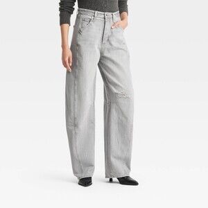 High-Rise Curved Leg Jeans | Barrel Jeans | Gray | Women’s size 2